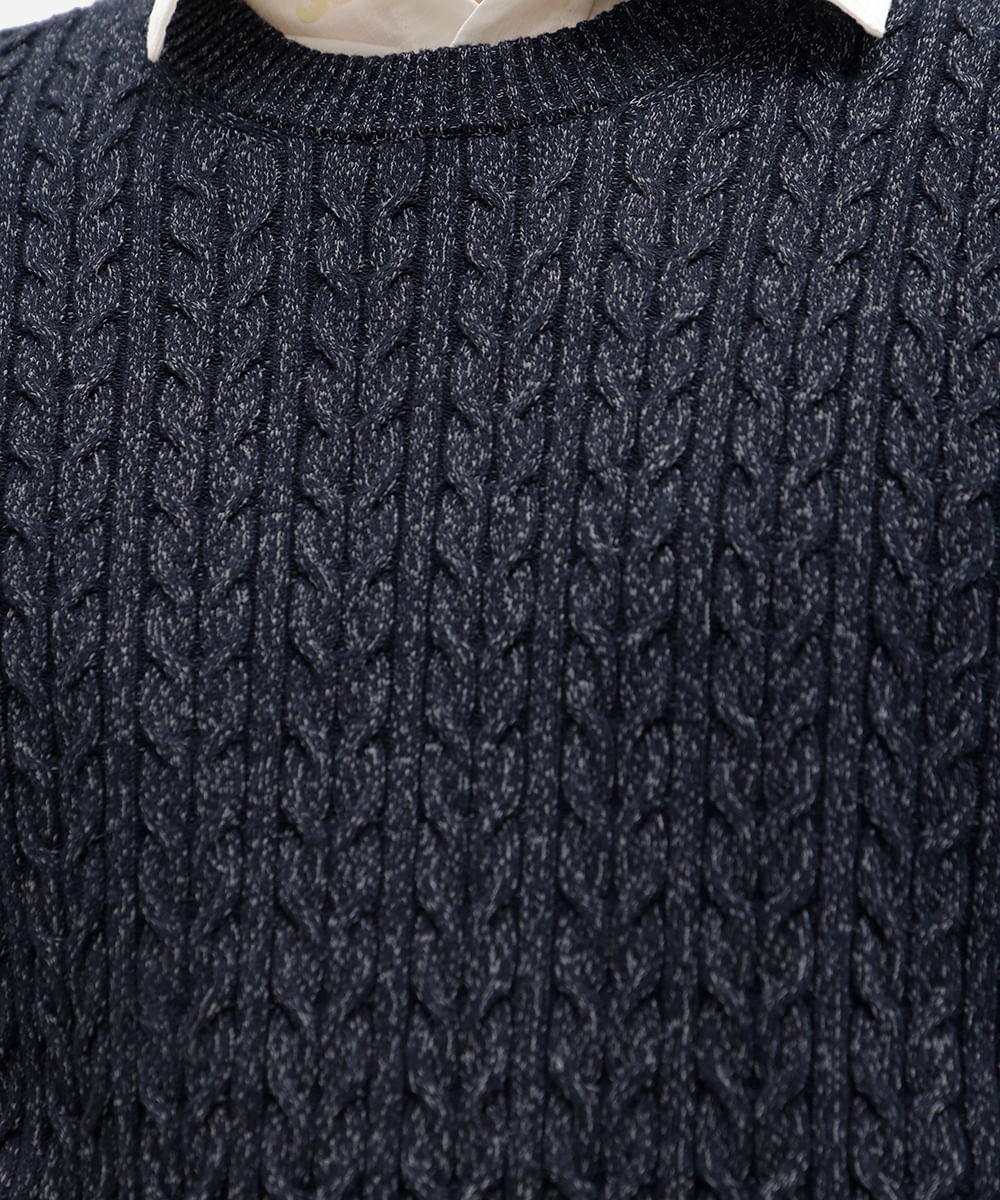 suéter masculino de tricot texturizado azul