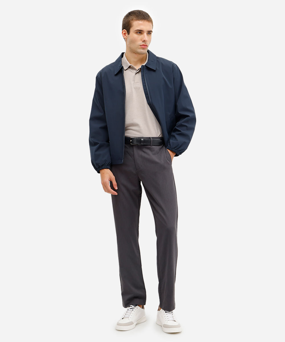 polo comfort masculina manga curta cinza