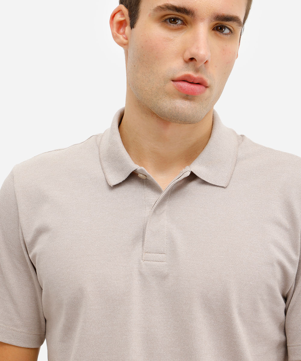 polo comfort masculina manga curta cinza