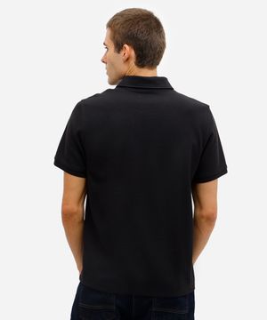 polo comfort masculina de algodão peruano texturizada preta
