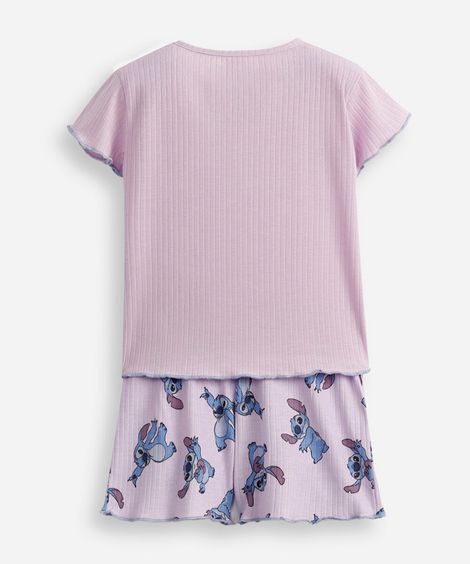 pijama curto infantil stitch lilás