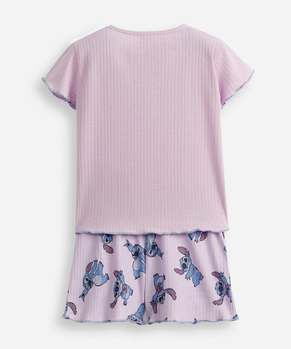 pijama curto infantil stitch lilás