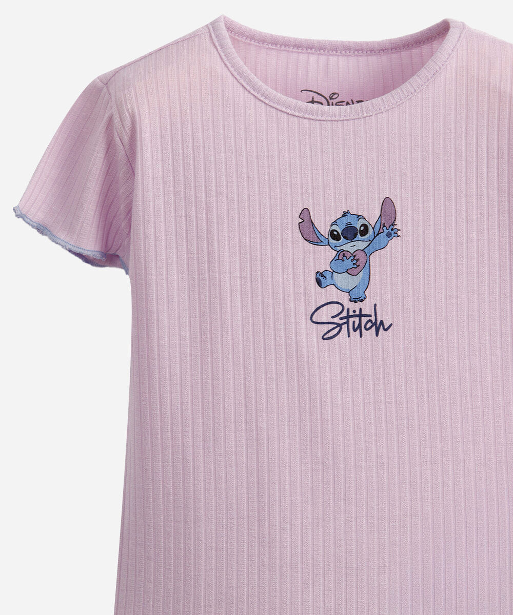 pijama curto infantil stitch lilás