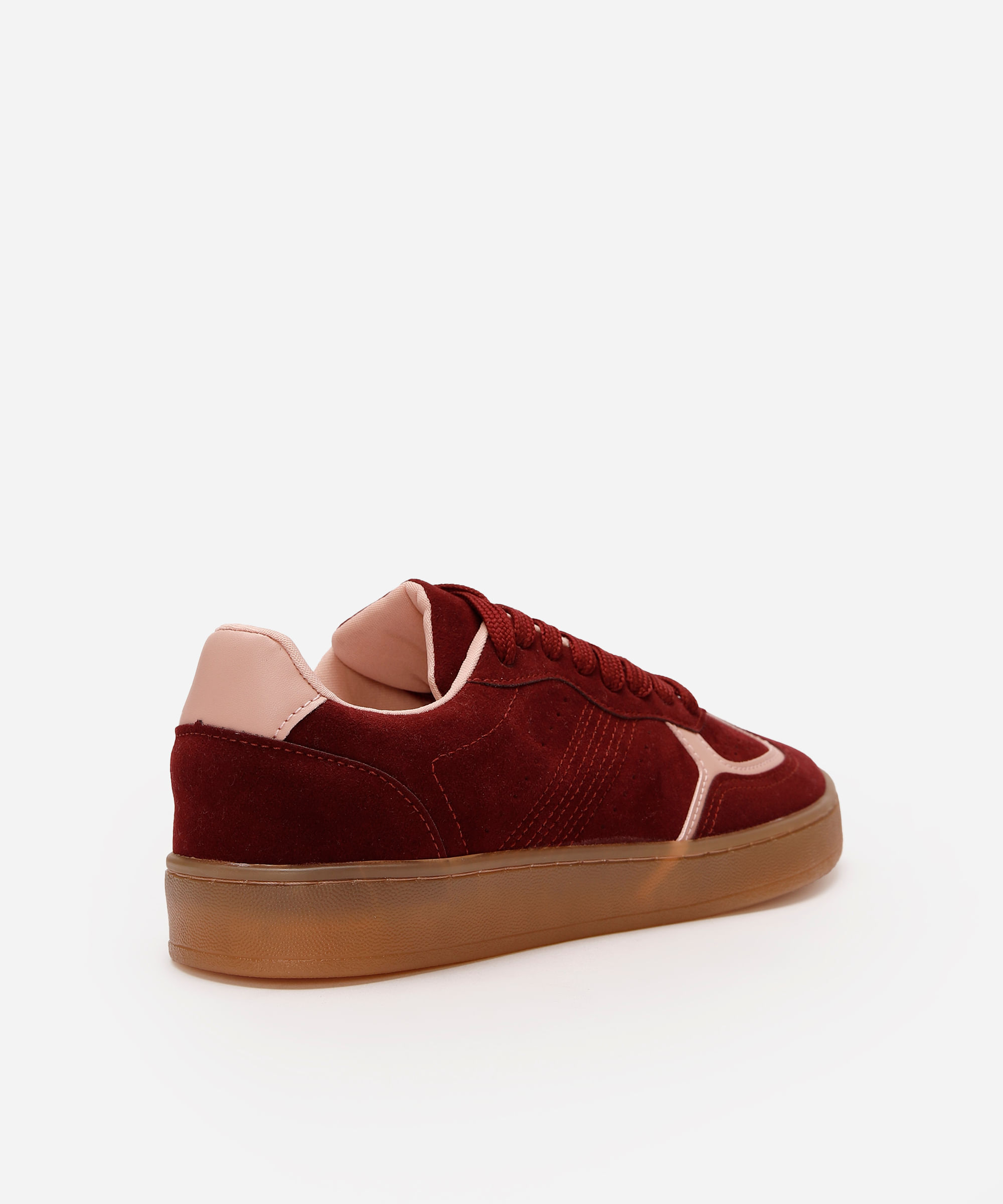 tênis casual feminino com recortes vinho