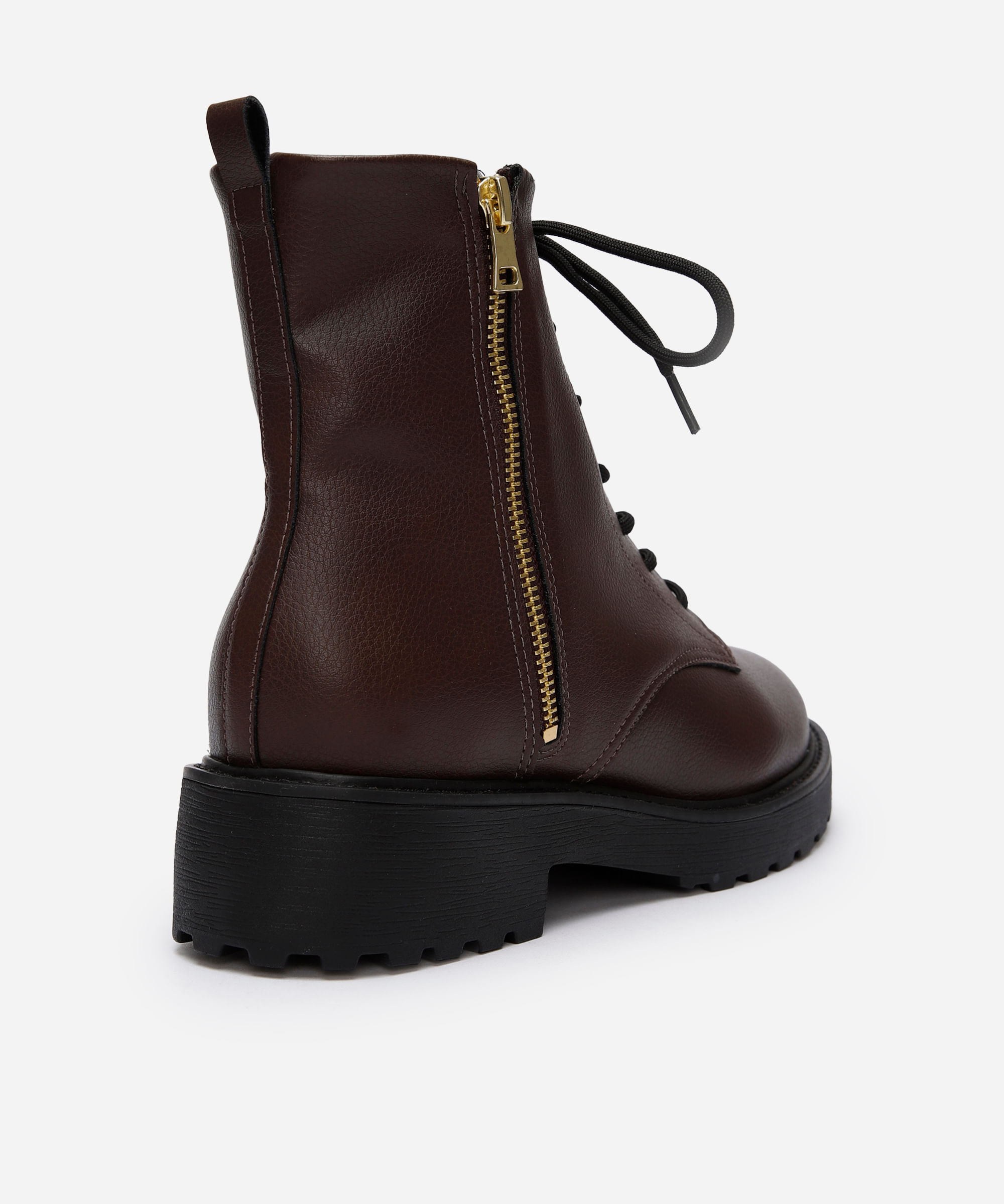 bota coturno feminina cano curto tratorada  com zíper vizzano marrom