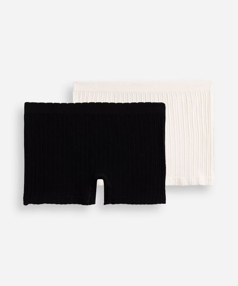 kit de 2 calcinhas boyshort texturizada sem costura colorido