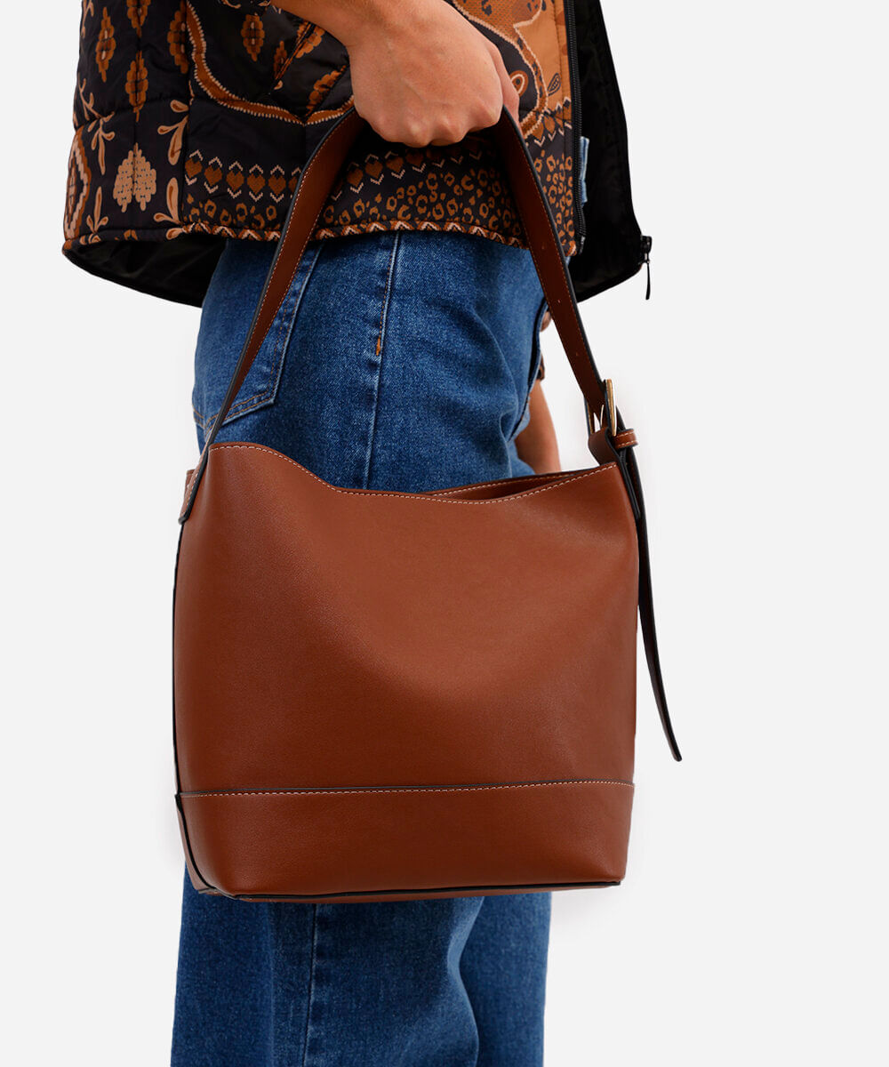 bolsa tiracolo alça ajustável marrom