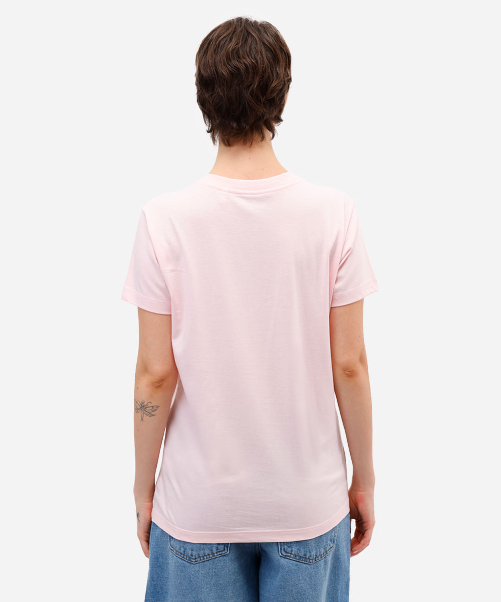 camiseta feminina de algodão stitch texturizada rosa