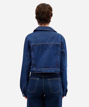 jaqueta cropped feminina jeans azul