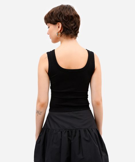 cropped básico feminino com bojo canelado preto