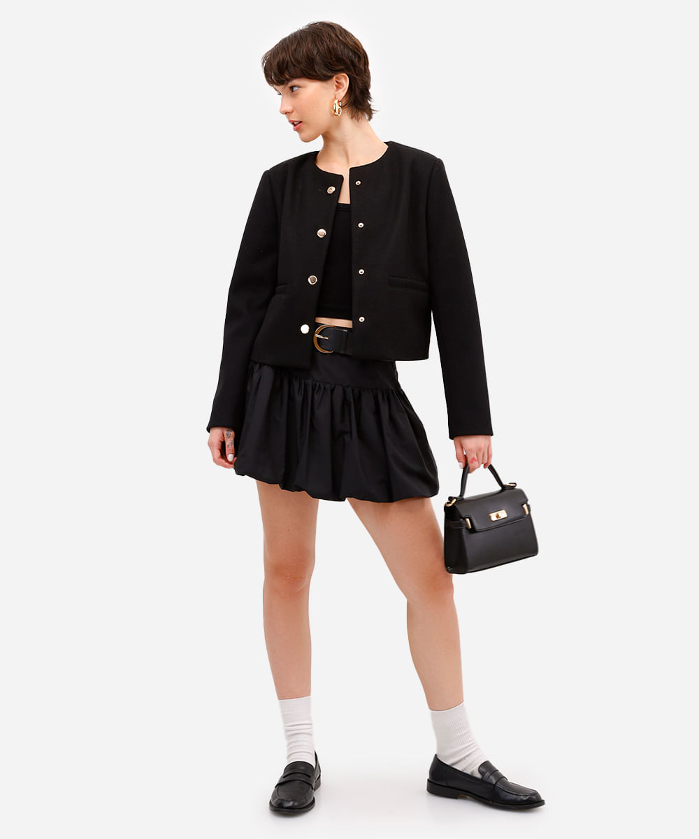 cropped básico feminino com bojo canelado preto