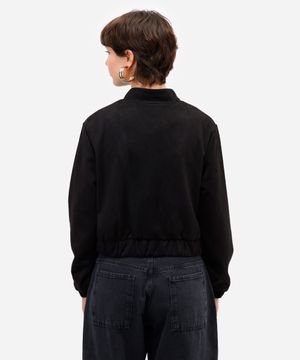 jaqueta bomber feminina de suede preta