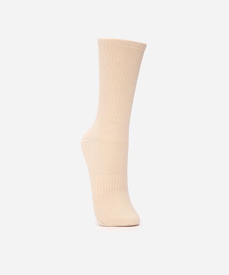 meia cano longo canelada masculina off white