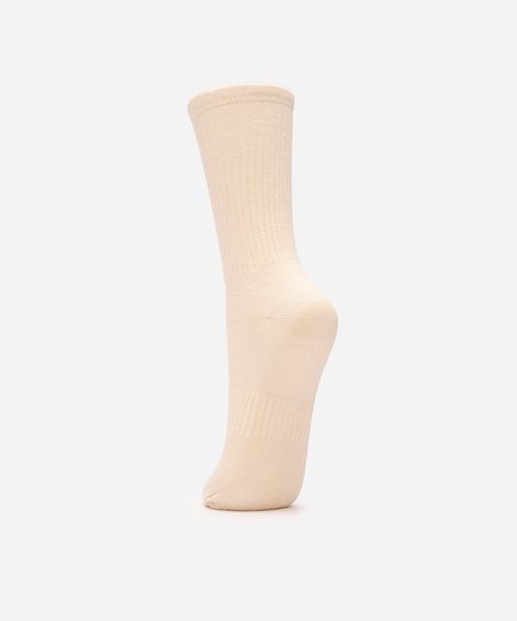 meia cano longo canelada masculina off white