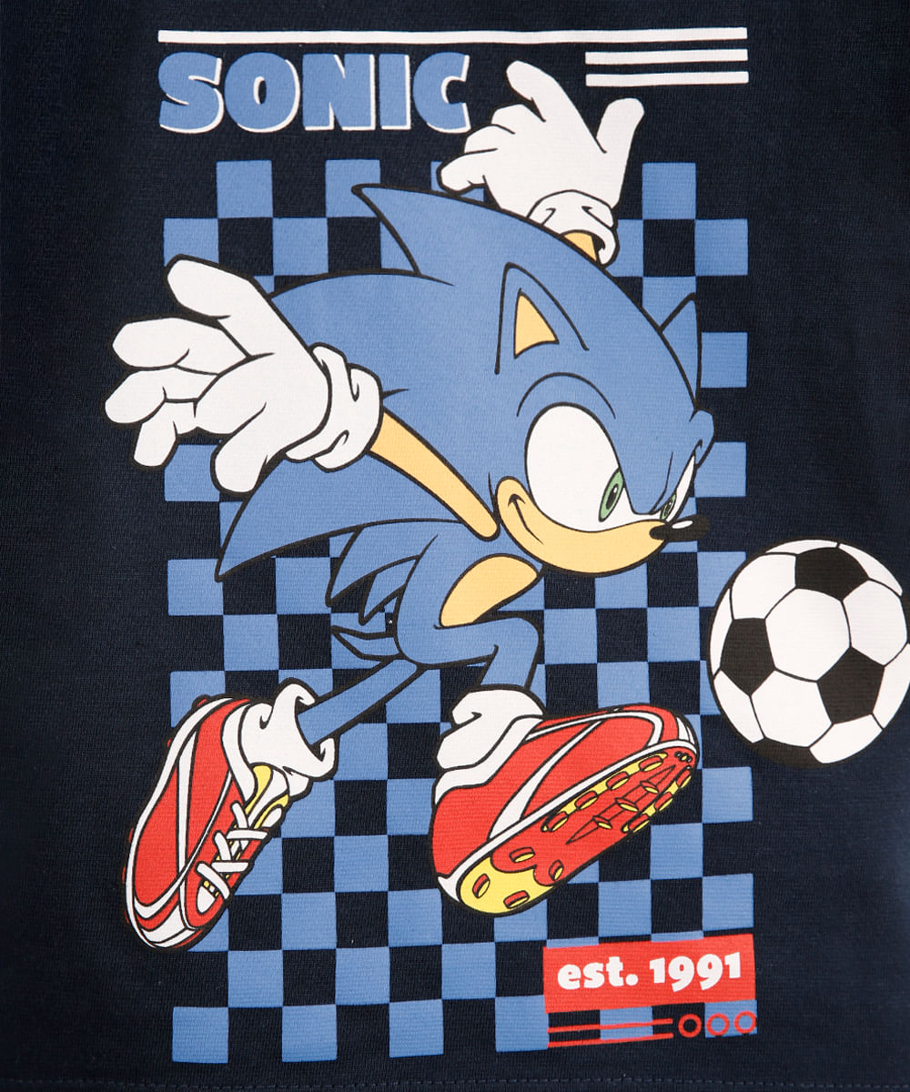conjunto infantil curto de algodão sonic azul