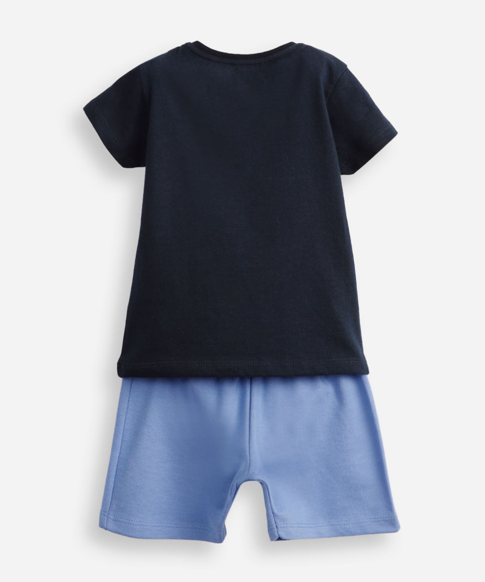 conjunto infantil curto de algodão sonic azul