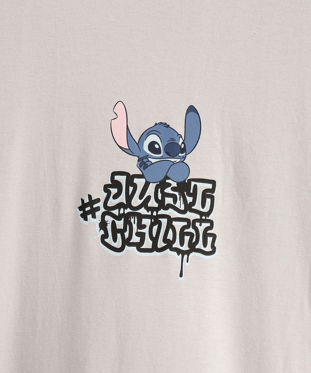 camiseta juvenil de algodão stitch cinza