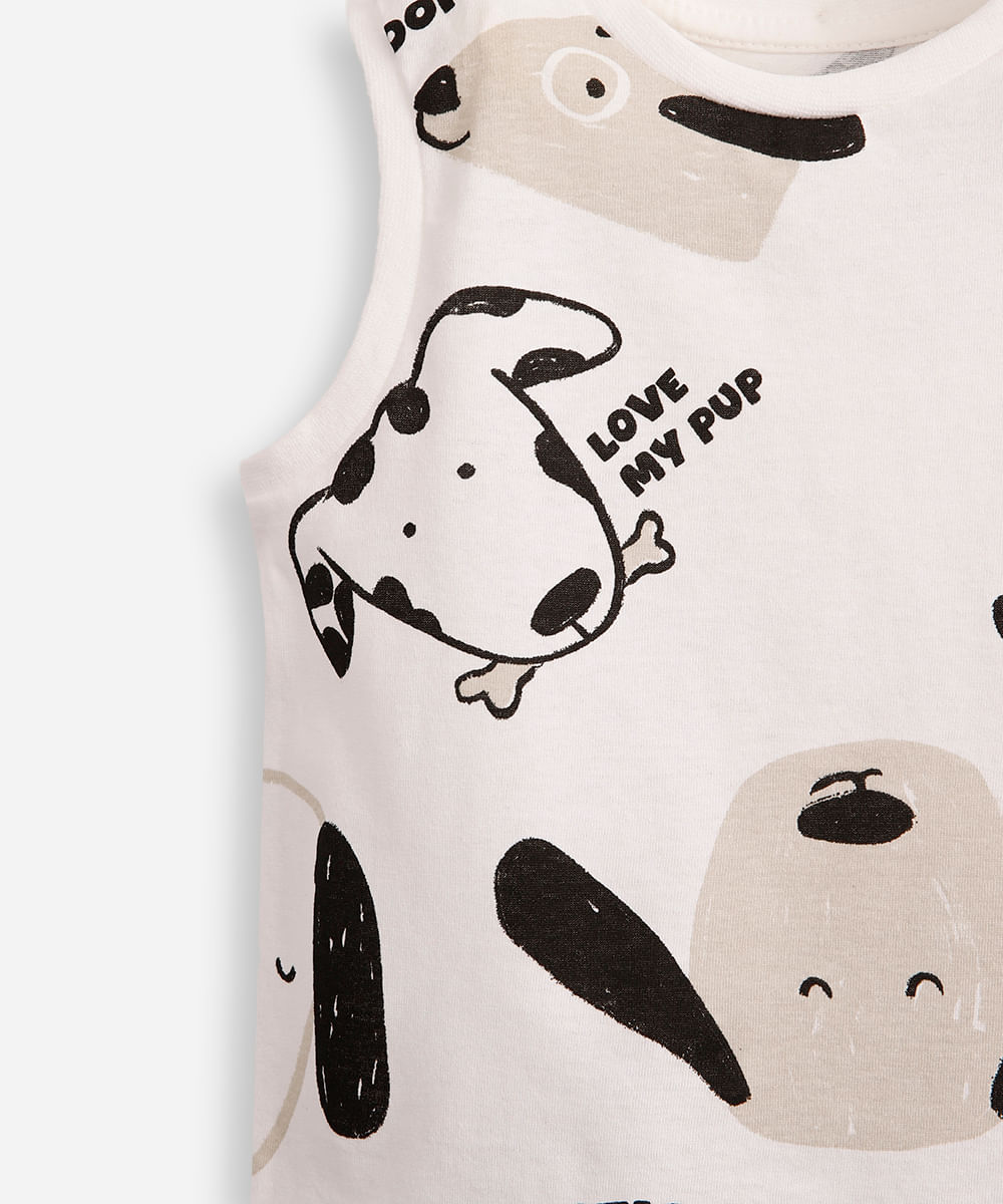 kit de 2 regatas infantis de algodão estampadas colorido