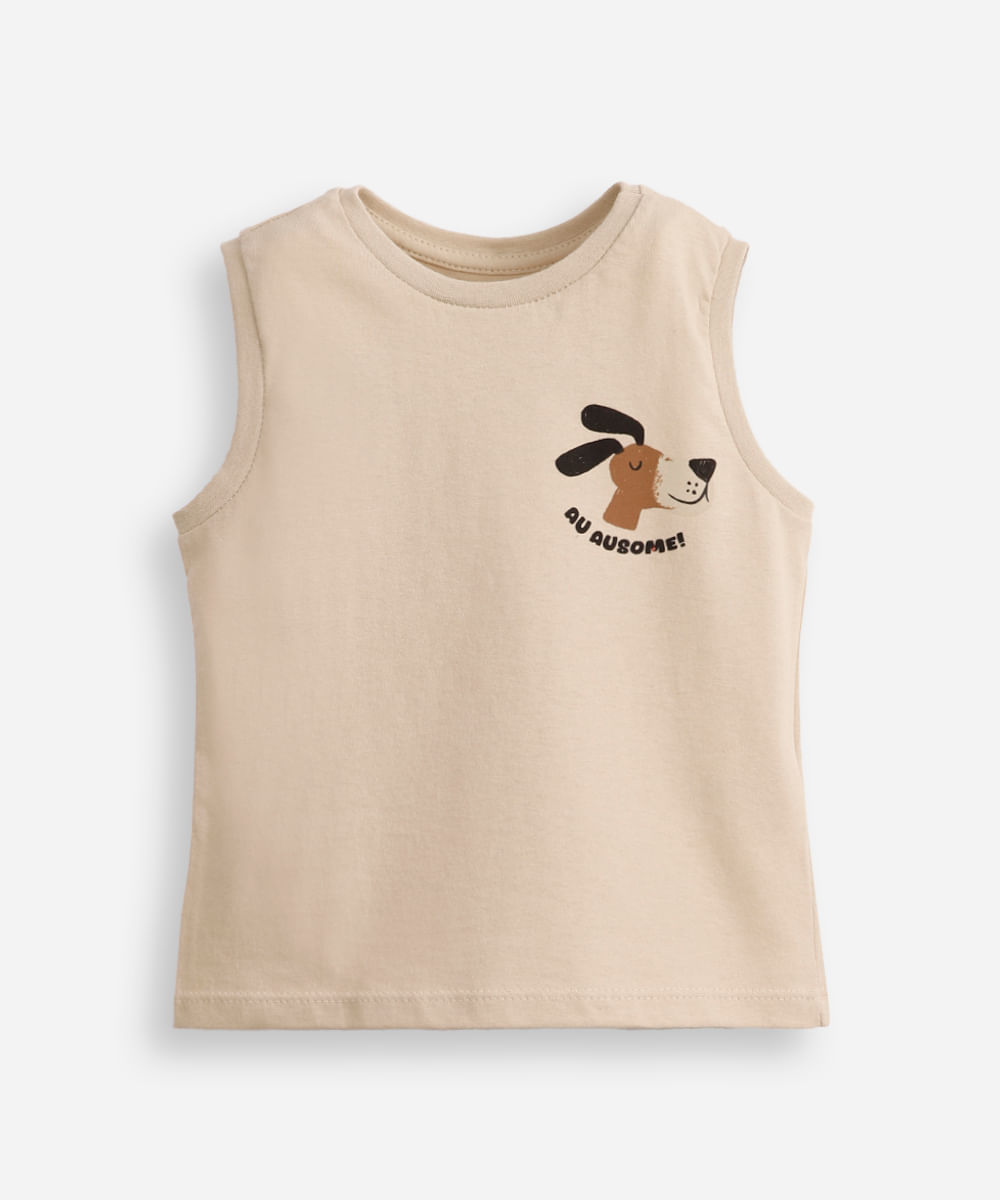 kit de 2 regatas infantis de algodão estampadas colorido