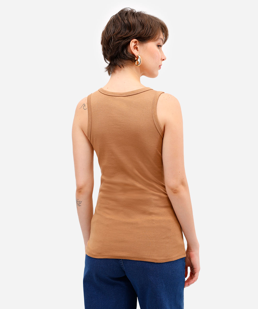 regata básica feminina algodão peruano marrom