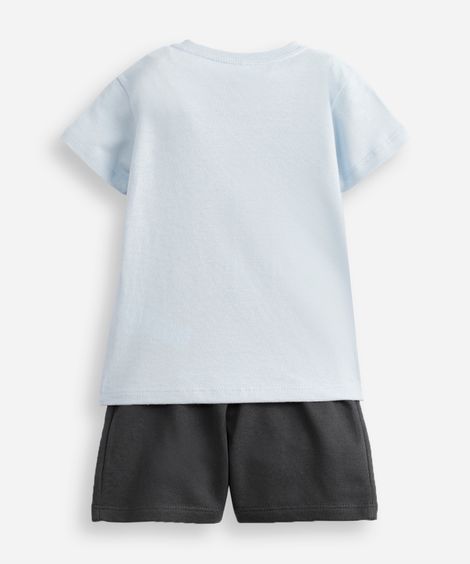 conjunto infantil manga curta stitch azul