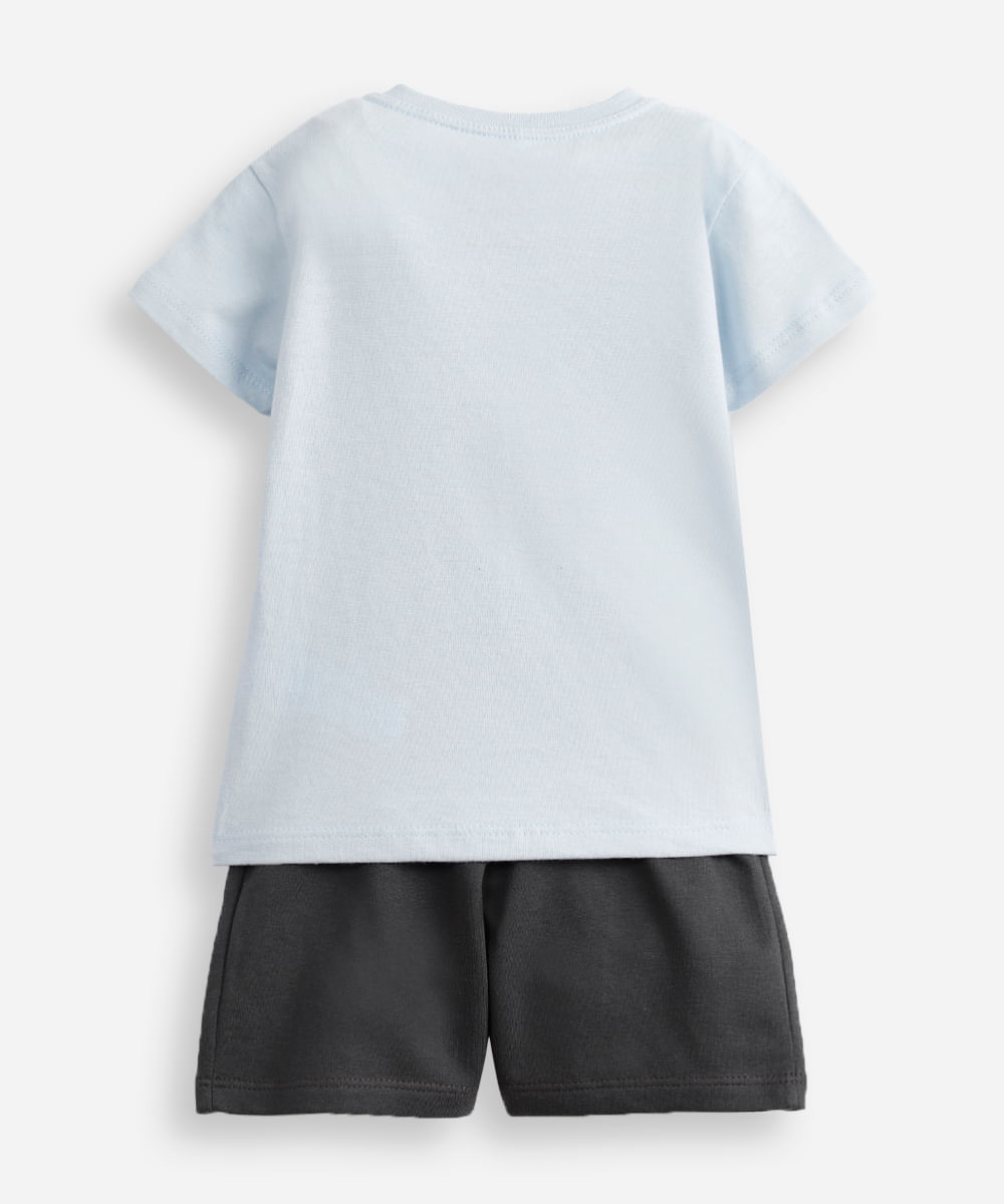 conjunto infantil manga curta stitch azul