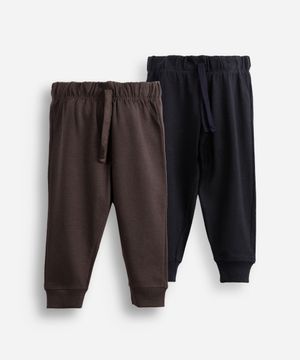kit de 2 calça jogger infantis de algodão colorido