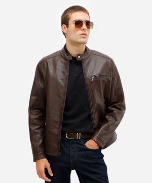 jaqueta masculina de poliuretano marrom