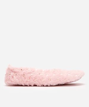 meia feminina sapatilha fleece estrelas rosa