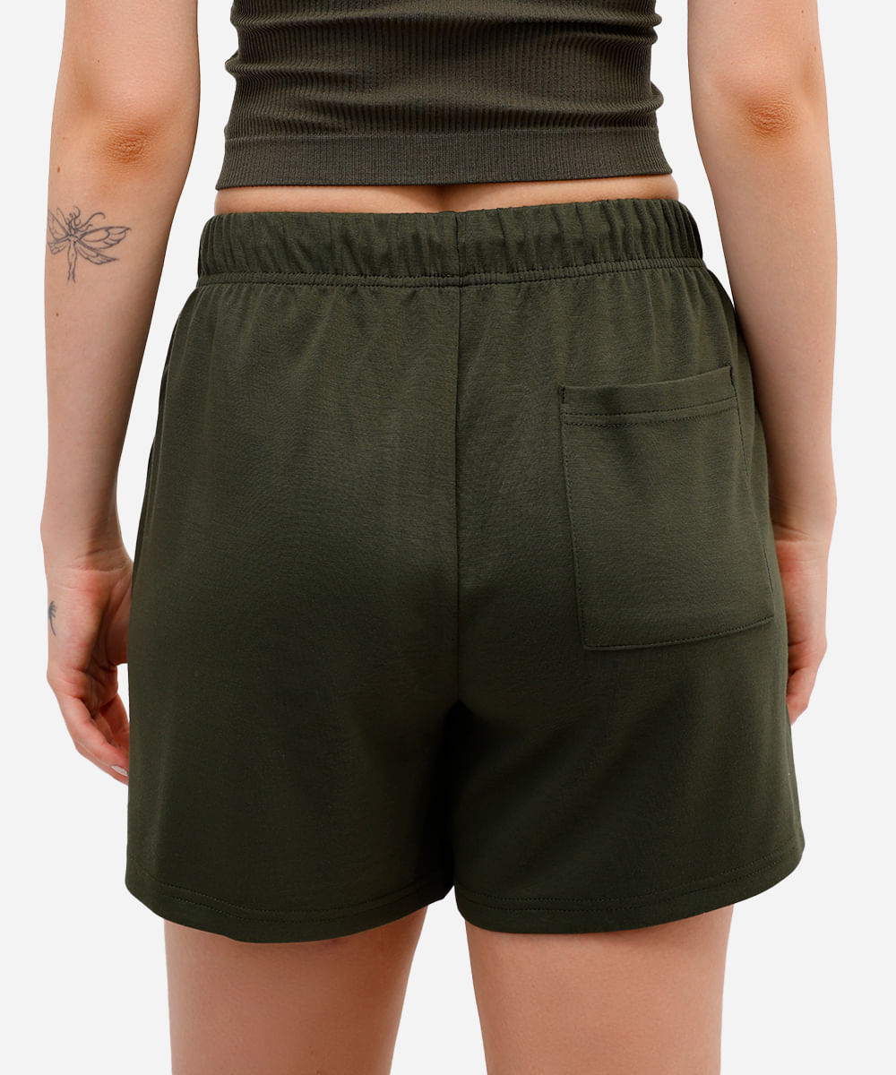 short básico feminino cós elástico verde