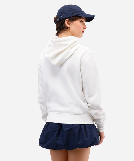 blusão feminino de moletom felpado mickey com capuz off white