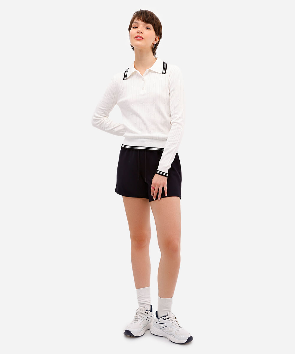 short básico feminino cós elástico preto