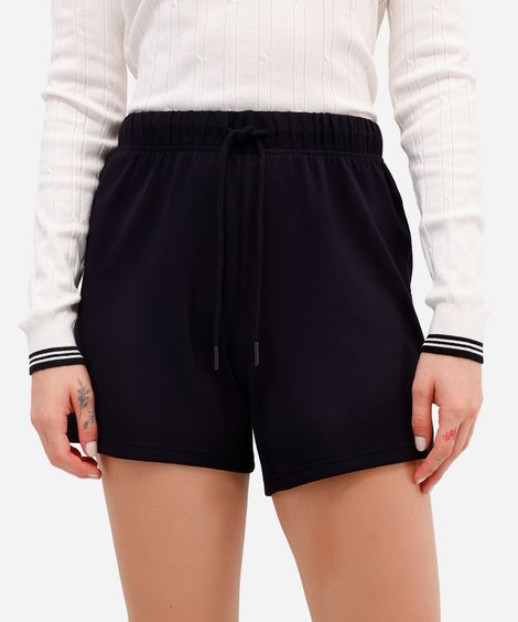 short básico feminino cós elástico preto