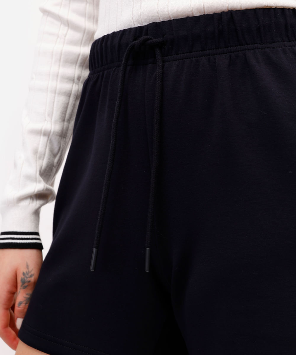 short básico feminino cós elástico preto