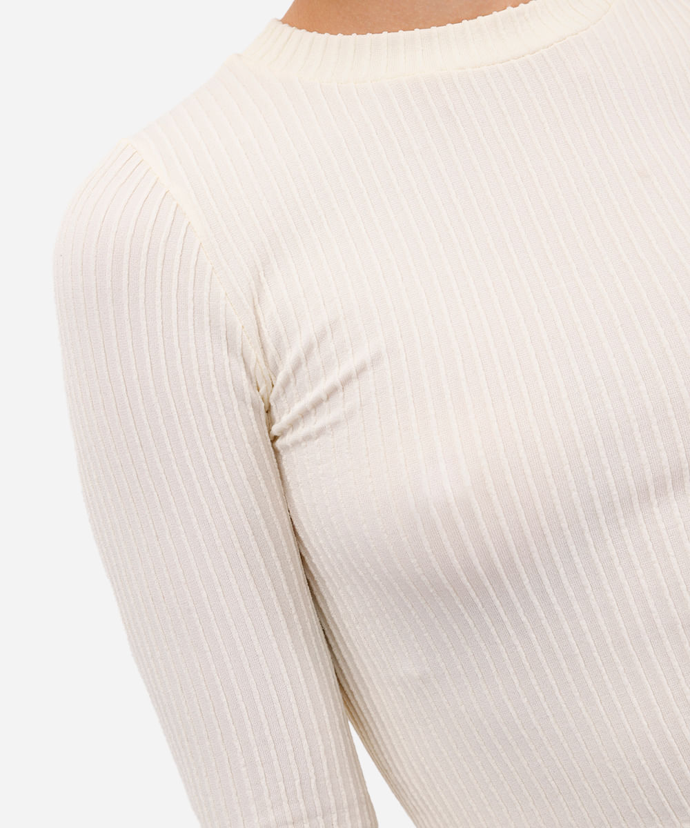 blusa feminina de poliamida canelada off white