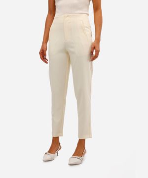 calça de alfaiataria feminina com pences amarela