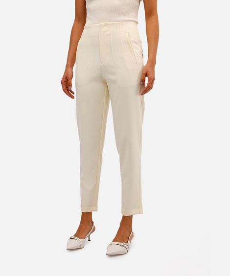 calça de alfaiataria feminina com pences amarela