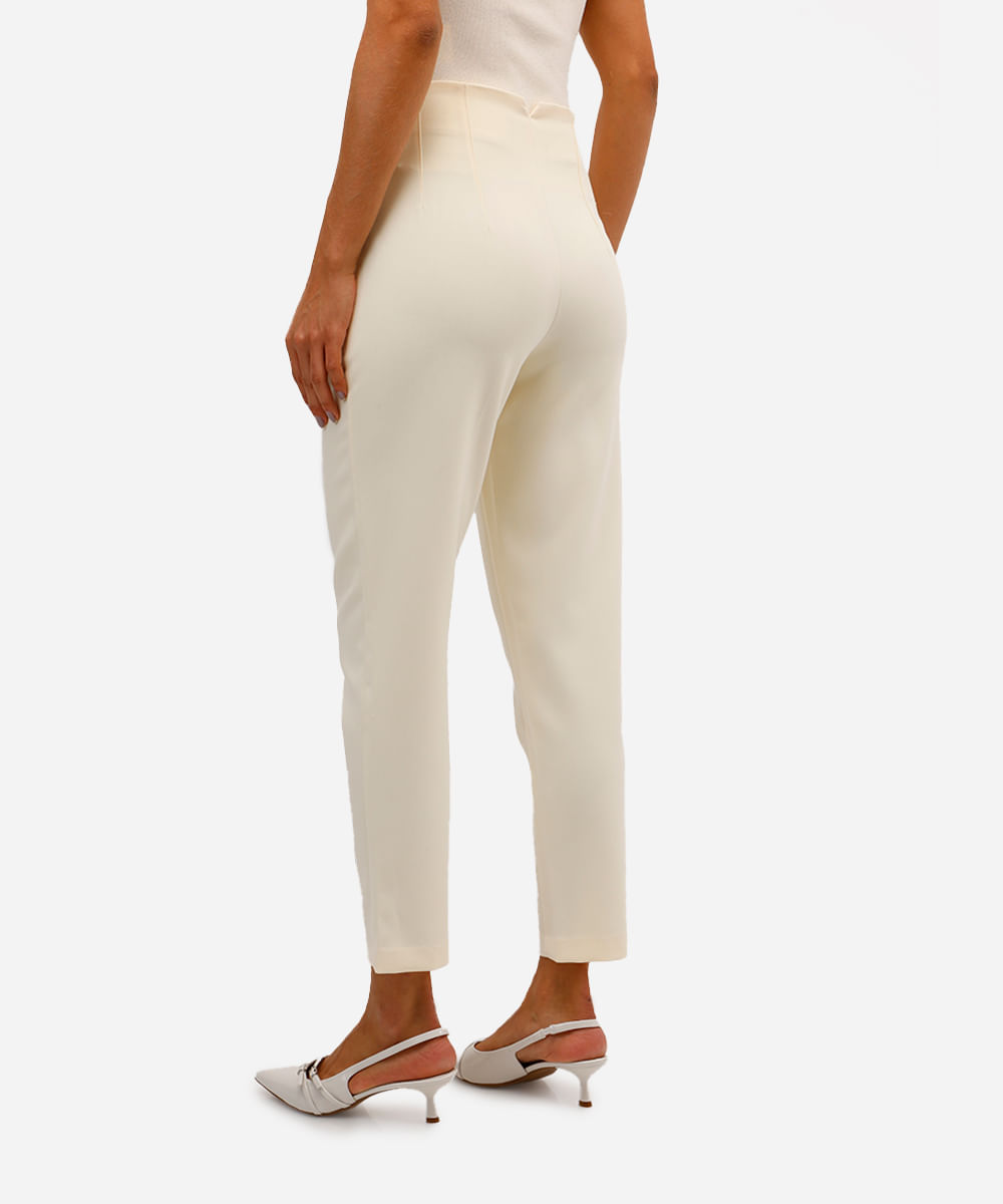 calça de alfaiataria feminina com pences amarela