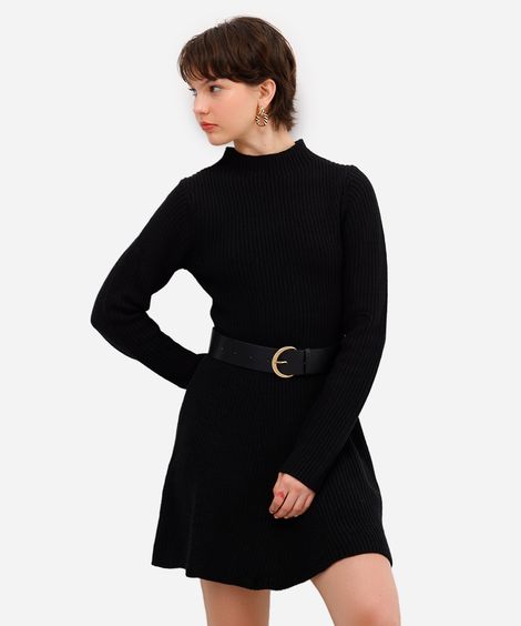 vestido curto feminino de tricot preto
