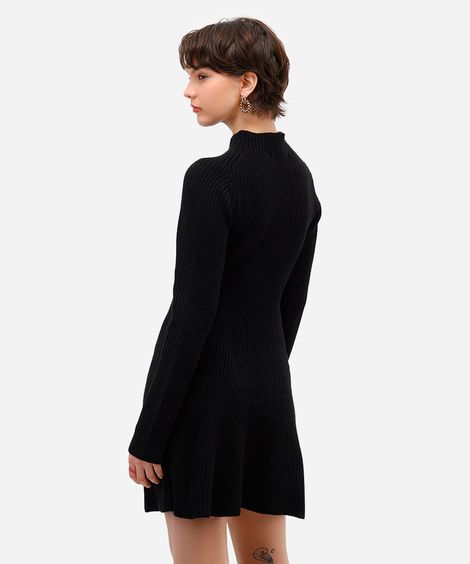 vestido curto feminino de tricot preto