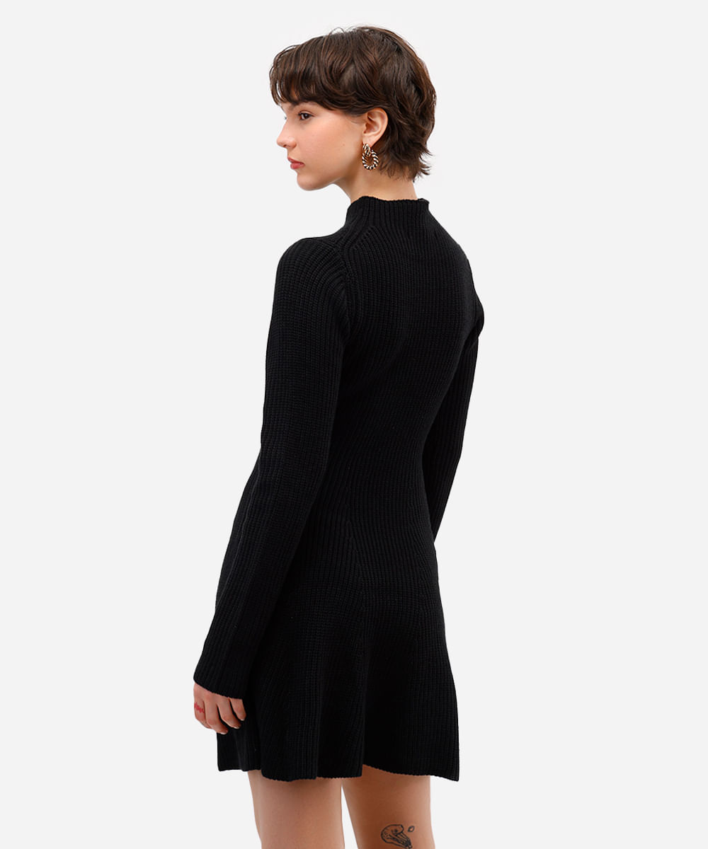 vestido curto feminino de tricot preto