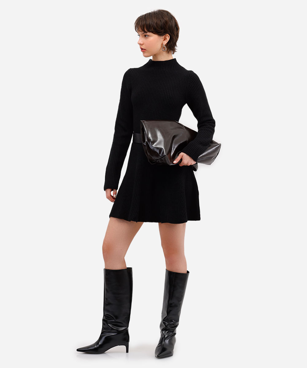 vestido curto feminino de tricot preto