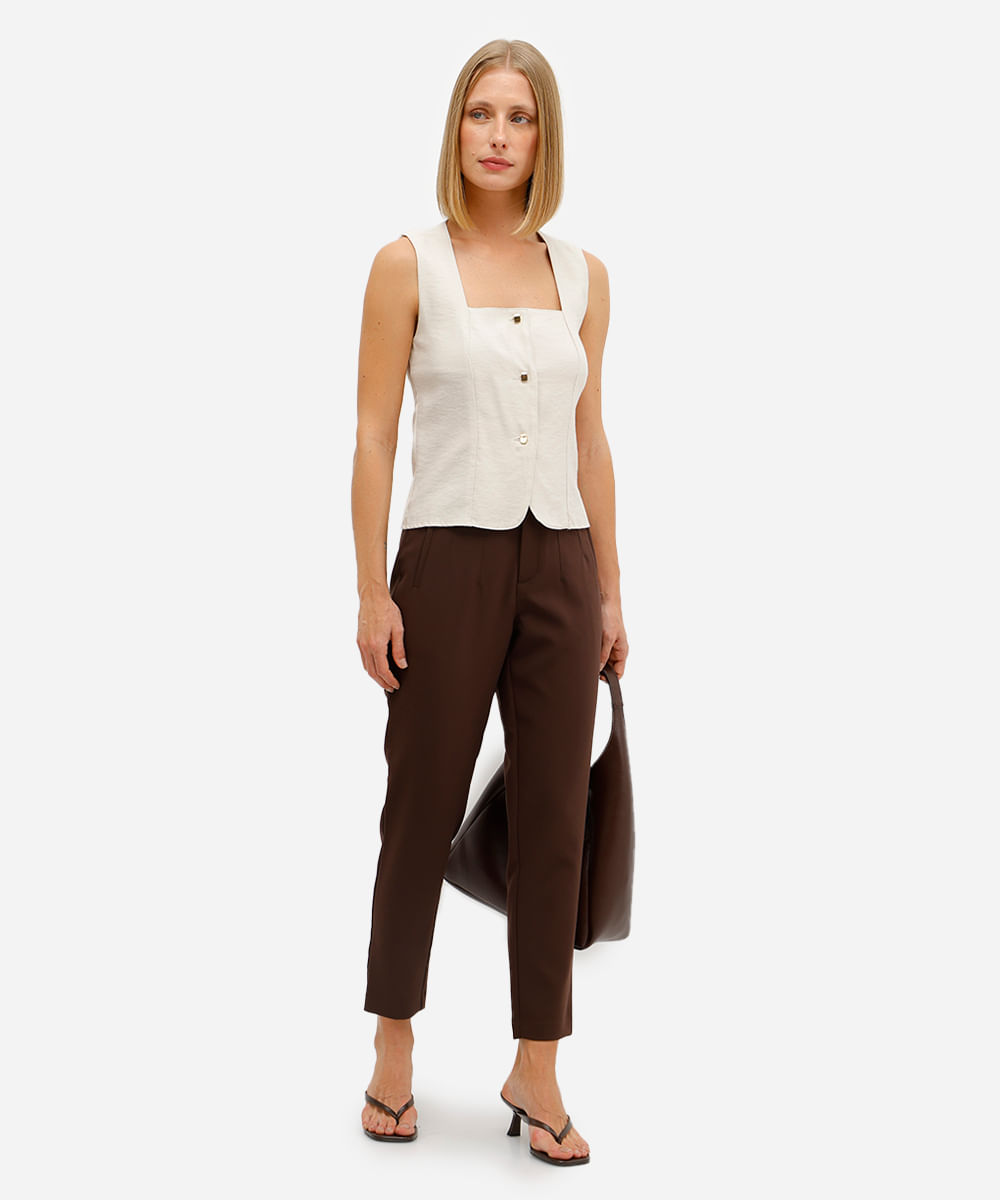 blusa feminina de viscose texturizada bege