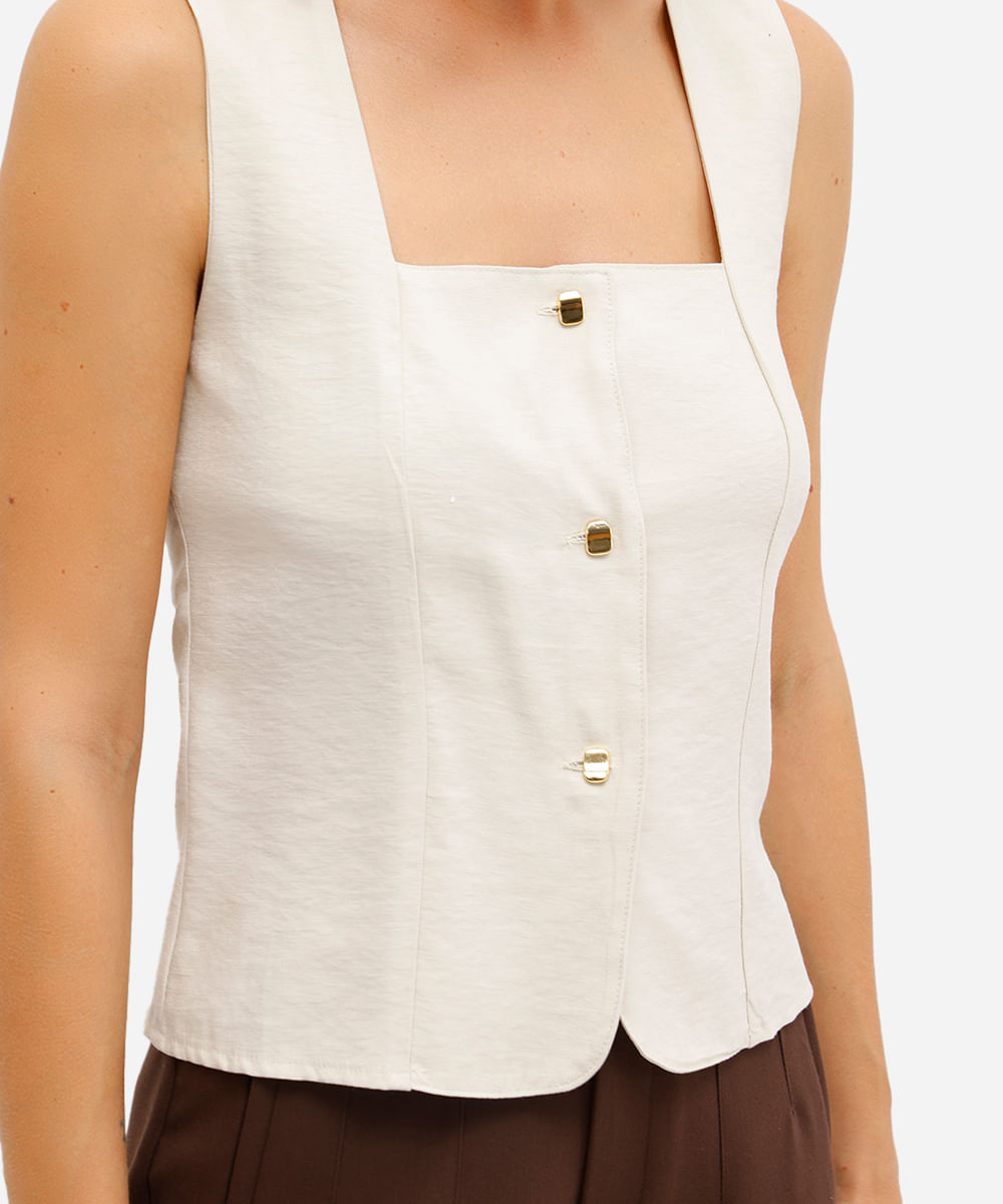 blusa feminina de viscose texturizada bege