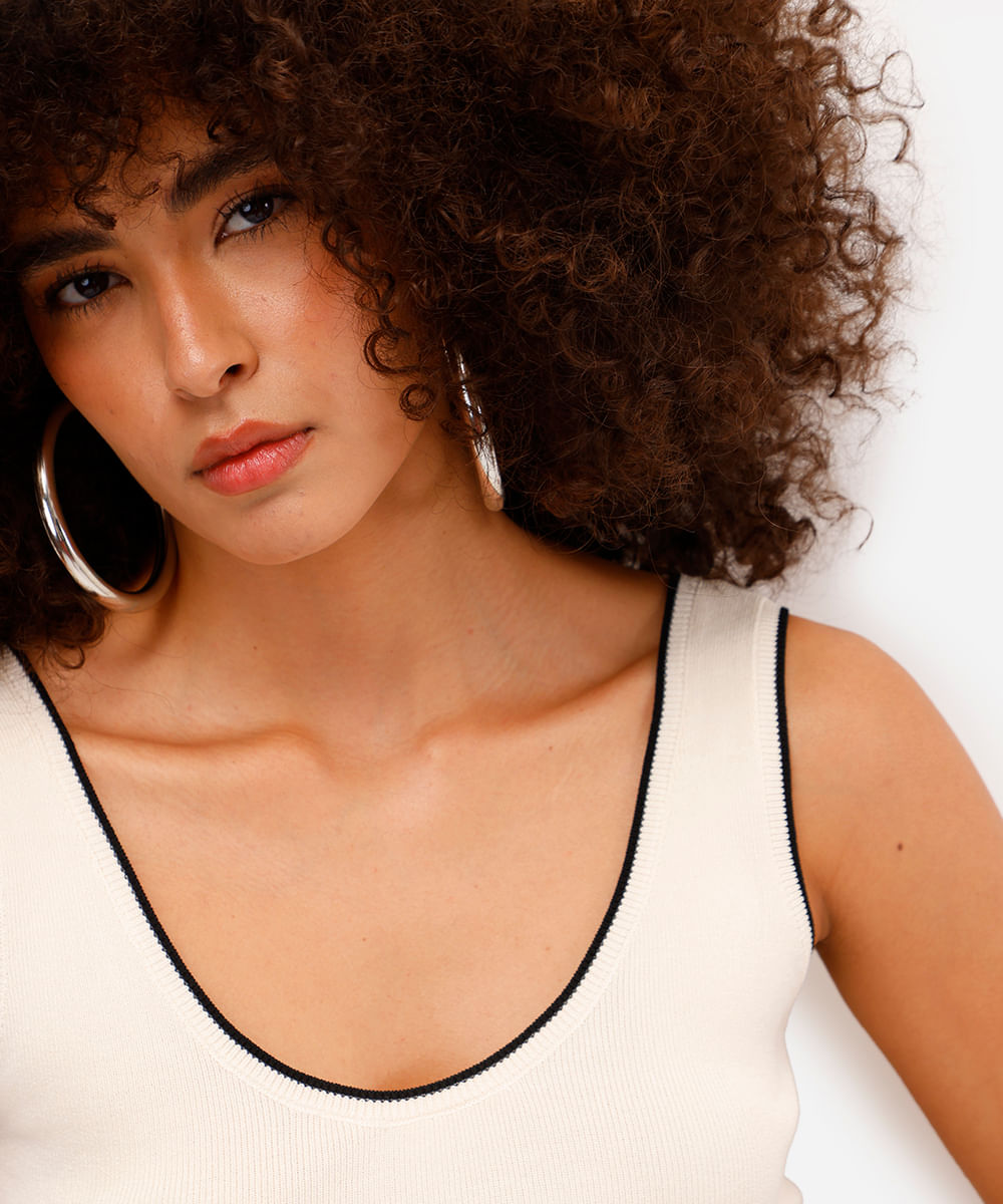 regata feminina de tricot off white