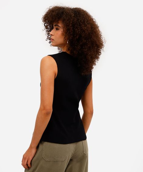 colete peplum feminino de tricot preto