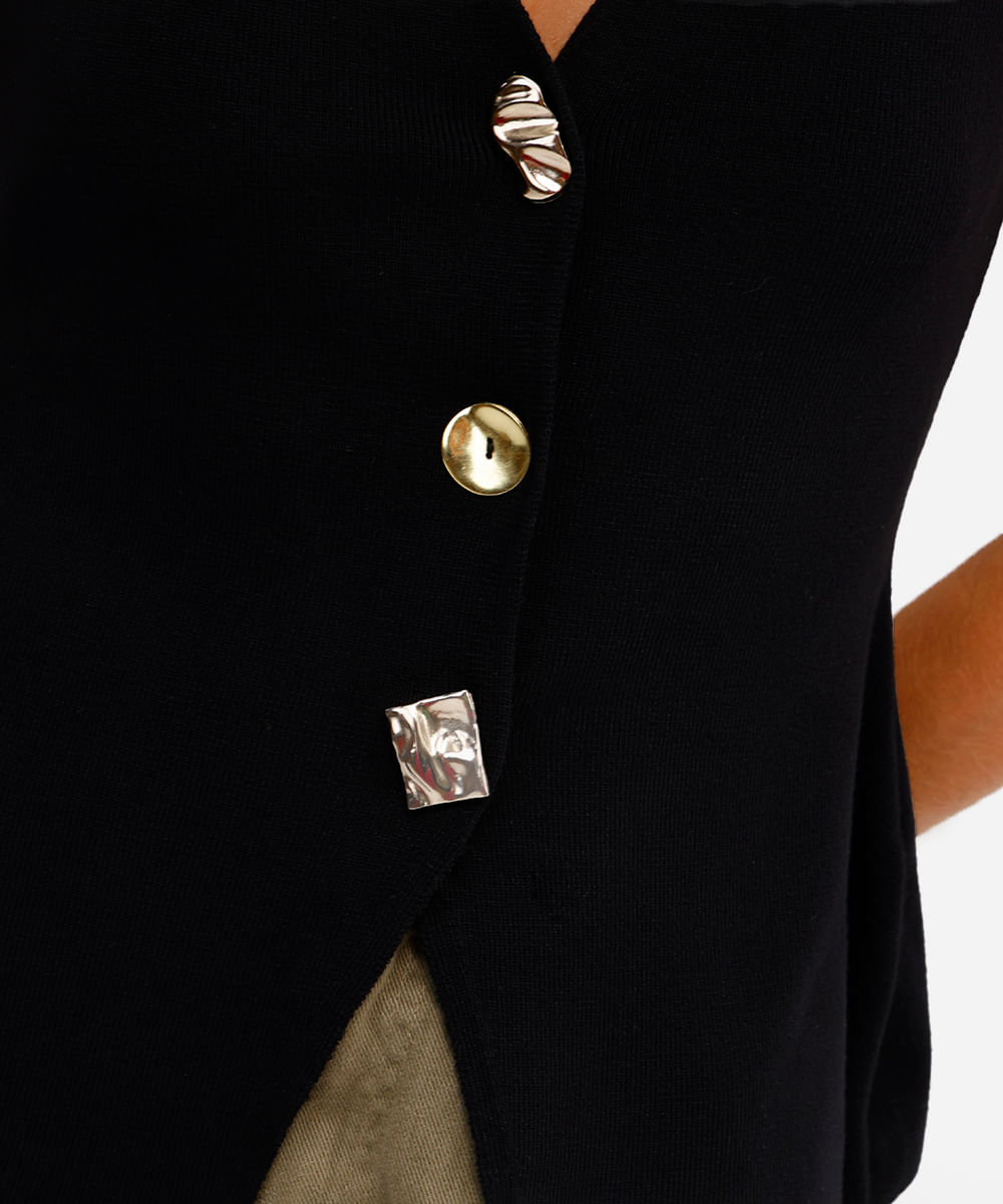 colete peplum feminino de tricot preto