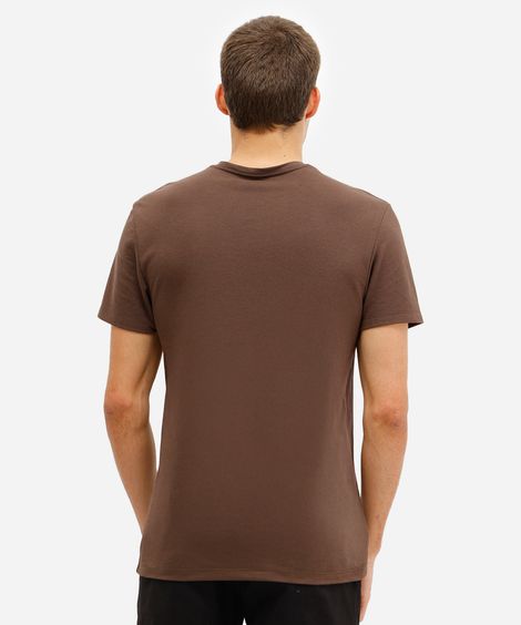 camiseta slim masculina manga curta marrom