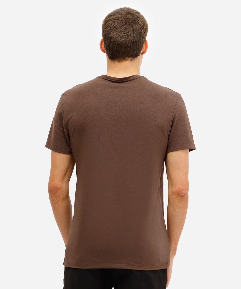 camiseta slim masculina manga curta marrom