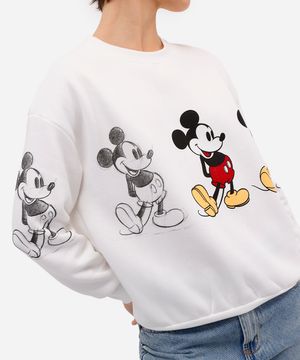 blusão feminino de moletom felpado mickey off white